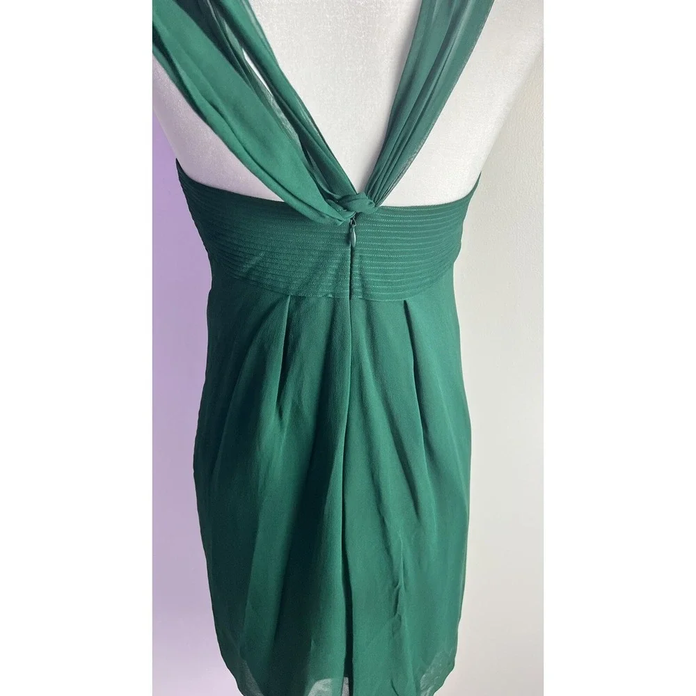 Vera Wang Lavender Label‎ Silk Chiffon Party Cocktail Dress Emerald Green Sz 6 - Picture 5 of 13